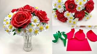 HNU174  ดอกกุหลาบกระดาษ-Paper Rose Flowers--Easy Paper Flowers-Home Deco-ดอกไม้กระดาษติดบอร์ด