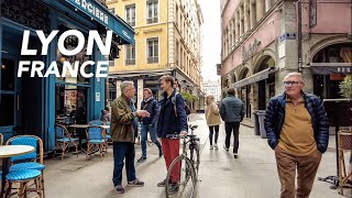 Walking Tour on cloudy day in Lyon, France 🇫🇷 March 2022 - 4K HDR