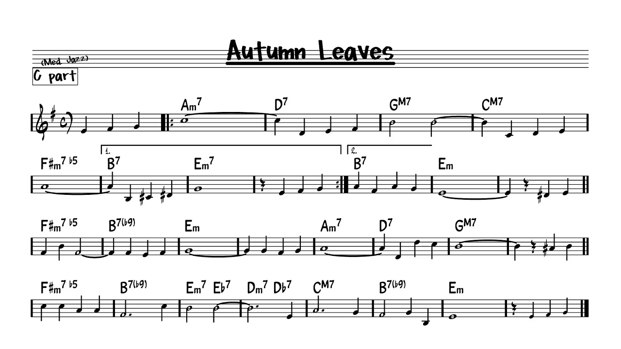 Original Autumn Leaves Lead Sheet