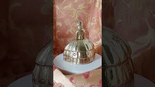 1930's Hand Bell || Polished Birk's Brass Bell || Lady with Victorian hat Dress and Hoop skirt