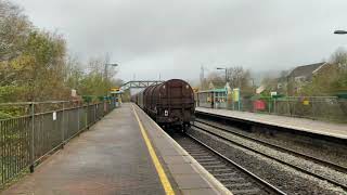 Fast freight train with DBC class 66 at pontyclun