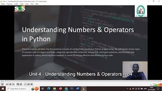 Understanding Numbers & Operators | Problem Solving using Python | SNS Institutions