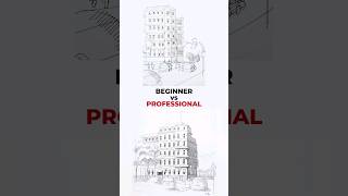 Who did better? Beginner vs Professional Drawing Challenge Architecture #shorts #challenge #drawing