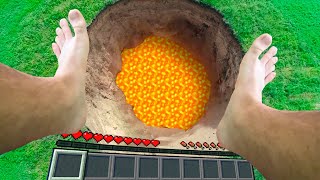 Minecraft in Real Life POV THE BIGGEST LAVA HOLE in Realistic Minecraft