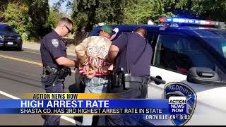 Shasta County ranks third highest county for arrest rates