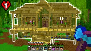 I Built a Bamboo Starter House in Minecraft Hardcore