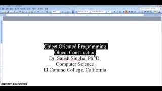 Object Oriented Programming - Object Construction Part 1