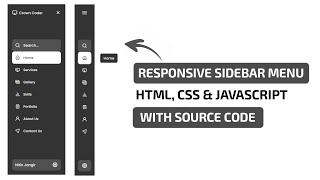 How to Create a Animated and Responsive Sidebar Menu Using Html Css | Crown Coder