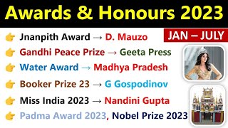 Awards & Honours 2023 | Current Affairs 2023 | All Important Awards 2023 Current Affairs |