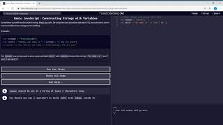 Basic JavaScript (28/111) | Constructing Strings with Variables | freeCodeCamp