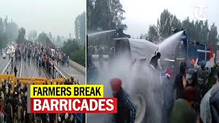 Farmers break barricades amid use of water canons by police; head towards Delhi