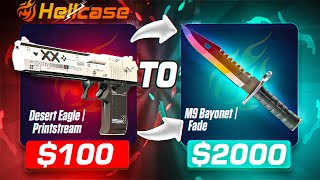 FROM $100 TO $2,000? M9 BAYONET FADE UPGRADE! 💎 | Hell Case Opening | Hellcase Promo Code 2025