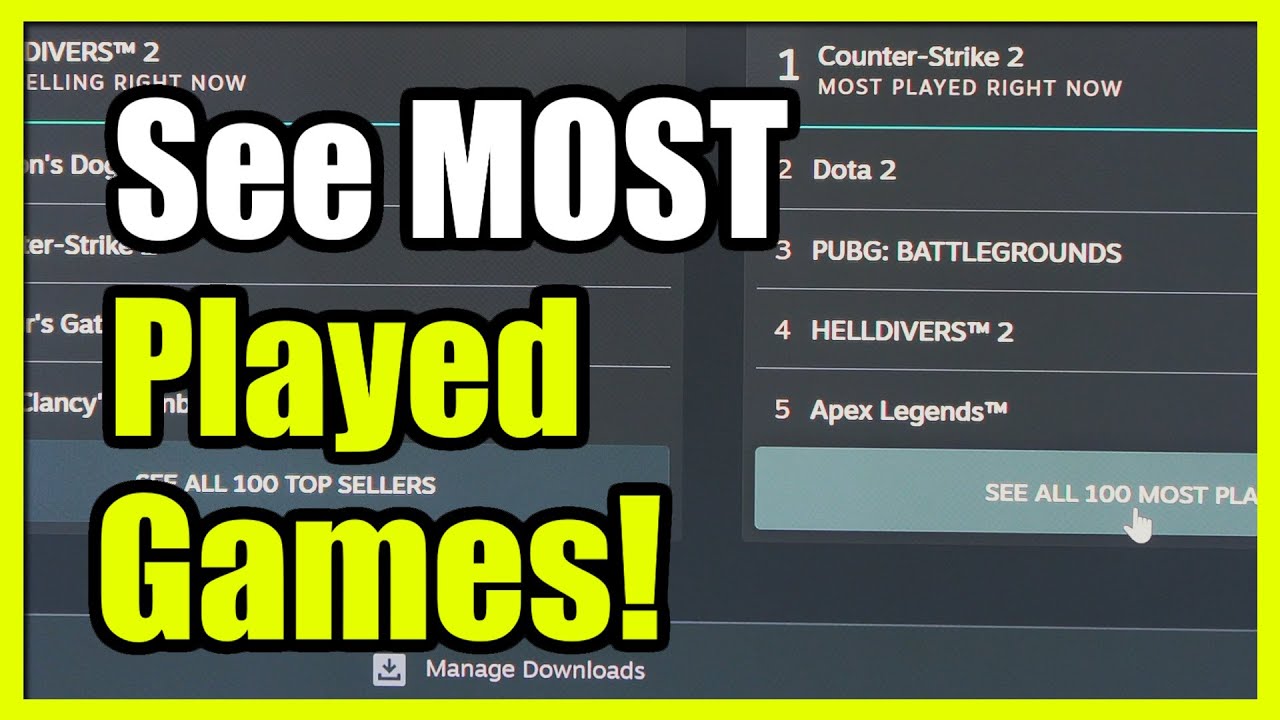 How To See The Most Played Games By Player Count On Steam Stats