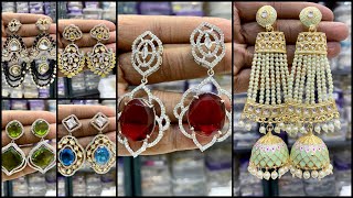 Doublet Stone Earrings Wholesale | Tayani Kundan AD Fusion Earrings | Pratiksha’s Joyeria