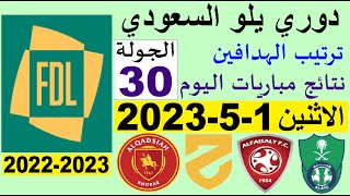 ترتيب دوري يلو الدرجة الأولى السعودي بعد مباريات اليوم الاثنين 1-5-2023 الجولة 30