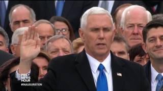 Mike Pence takes oath of office, becomes vice president of the United States.