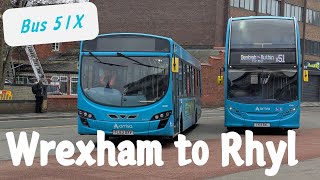 Area of Outstanding Natural Beauty | Bus X51 from Wrexham Bus Station to Rhyl | February 2025