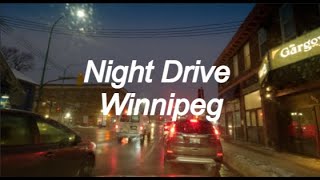 Night Drive Osborne St to Wall St Winnipeg Manitoba Canada 4K 24 fps HD Video