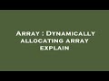 Array : Dynamically allocating array explain