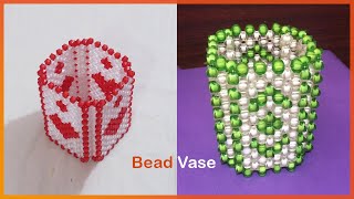 How to make a pen vase with Bead | pencil brush holder | Beautiful pen holder | Beaded brush stand