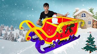 Make a reindeer car out of cardboard at home | How to make a sleigh for Santa at home | large size