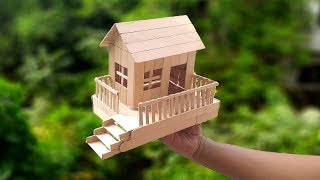 DIY  Modern House making with popsicle sticks || Easy house making for small pet with popsicle