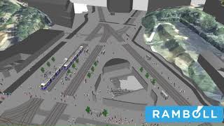 Korsvägen, Gothenburg - Vissim simulations of a transport hub and urban space