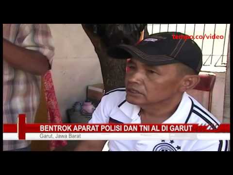 Bentrok Aparat Polisi dan TNI AL di Garut