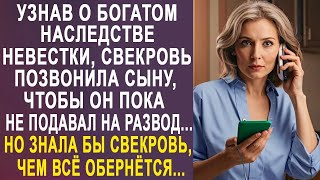 Узнав о наследстве невестки, свекровь позвонила сыну, чтобы он пока не подавал на развод