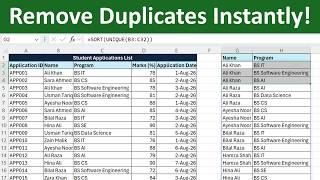 Excel UNIQUE Function Explained | Remove Duplicates + SORT Data Automatically