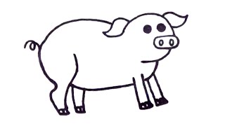 Cómo dibujar un cerdo paso a paso y fácil - Dibujos para niños