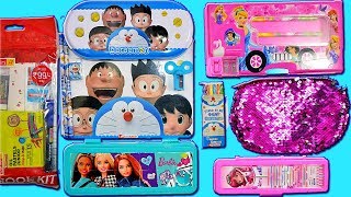Disney Princess pencil case, Barbie pencil box and Doraemon pencil box set