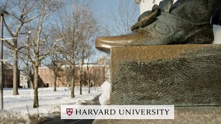 Take a walk through the Harvard campus on a winter day