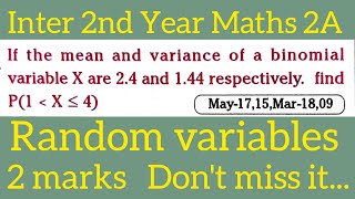 Problem on Random variables||Inter 2nd Year Maths 2A in telugu@maths naresh eclass