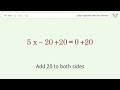 Solve 3x-20=-2x: Linear Equation Video Solution | Tiger Algebra