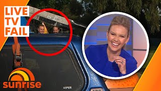 Live TV fail as car stops in front of live cross | Sunrise
