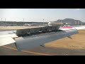 japanairlines b767 346 landing and full reverse thrust at oita airport