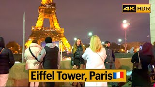Paris, France 🇫🇷 Eiffel Tower & Louvre Museum Walking Tour at Night ✨🌟🇫🇷