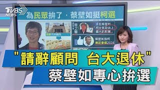 【談政治】「請辭顧問　台大退休」　蔡壁如專心拚選