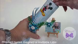 Marturii botez magneti si invitatii in set Lidardi Handmade