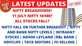 SHARE MARKET NEWS💥11 JULY💥NIFTY LEVELS TOMORROW💥BANK NIFTY LEVELS💥RBL BANK SHARE💥HDFC LIFE PART-1