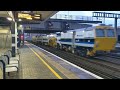 mega tones 66001 drags brand new tyne and wear metro class 555 through ashford international