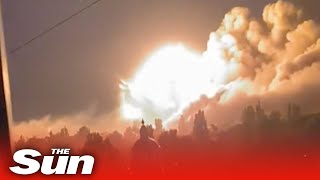 Russian ammo store EXPLODES in huge fireball as Ukraine 'strikes with US missiles’