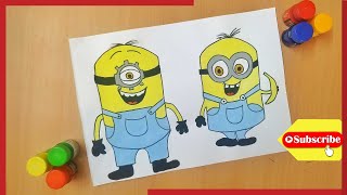 How to Draw Easy Minion Cartoon Drawing  | Beginners drawing | Step by step for Kids