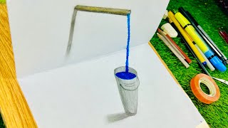 3d Drawing on Paper for Beginners | Very Easy 3d Bucket Drawing on Paper | Koko Wow