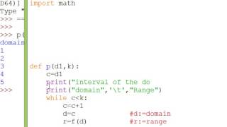 Python Mathematical Function Print Domain and Range part 1