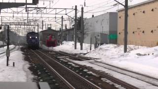 寝台特急カシオペア 島松駅通過  JR北海道DD51重連