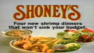 Shoney's new shrimp dinners \u0026 deserts 1992 Commercial