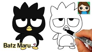 How to Draw Batz Maru Easy 🐧 Penguin