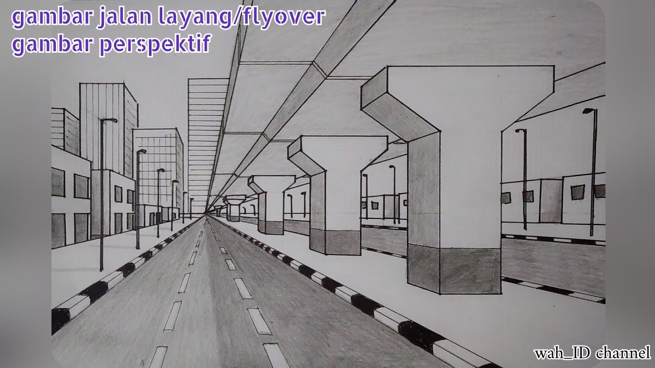 Gambar Persektif 1 Titik Hilang ||perspective Drawing || Gambar Jalan ...